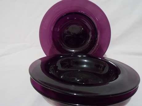 Set of Three Purple Glass Bowls