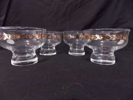 Set of Four Glass Dessert Bowls with Gilding