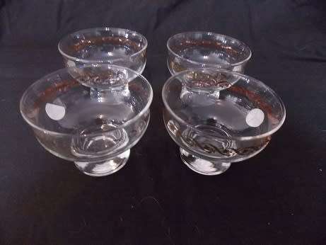 Set of Four Glass Dessert Bowls with Gilding
