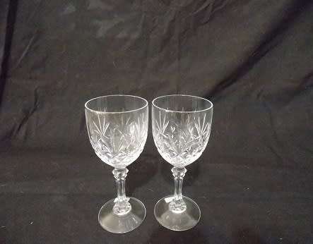 Set of Two Cut Glass Sherry Glasses