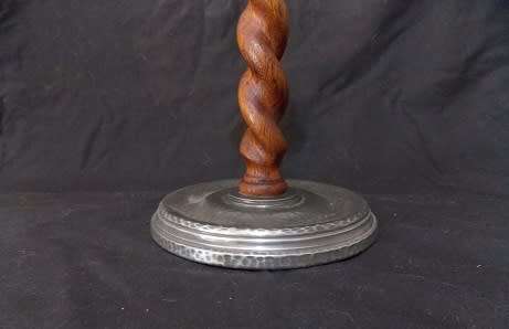 Wood and Pewter Candle Stick