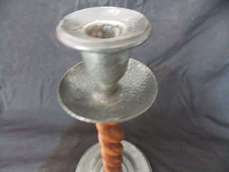 Wood and Pewter Candle Stick