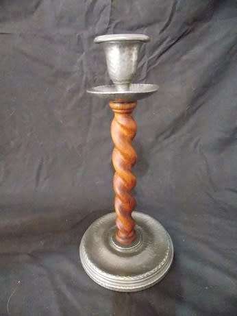 Wood and Pewter Candle Stick