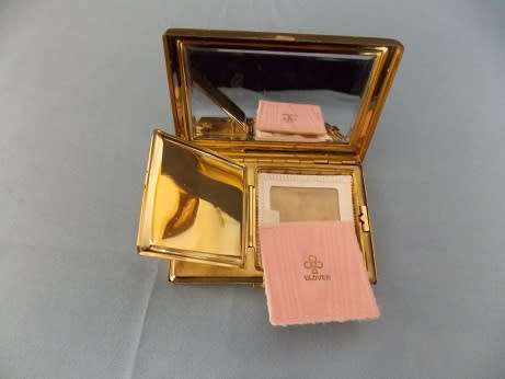 Brass Vanity Case with Japanese Decoration `Clover `
