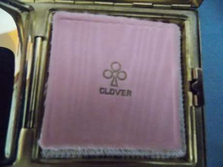 Brass Vanity Case with Japanese Decoration `Clover `