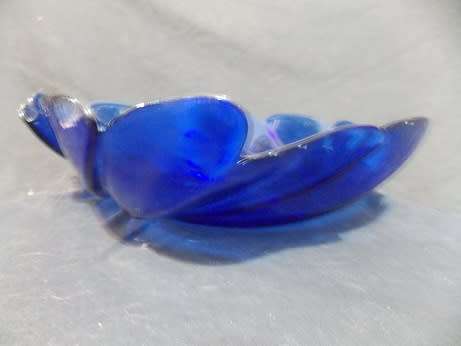 Beautiful Blue Glass Salad Bowl