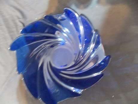 Beautiful Blue Glass Salad Bowl