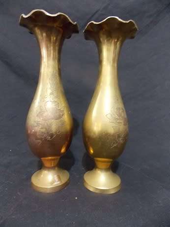 Set of Two Antique Brass Vases