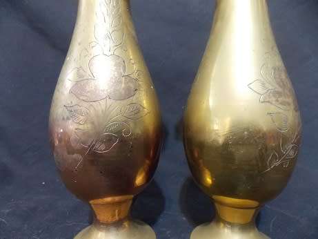 Set of Two Antique Brass Vases