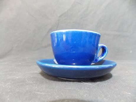 Set of Five Blue Espresso Cups and Saucers
