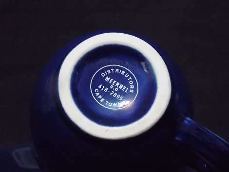 Set of Five Blue Espresso Cups and Saucers