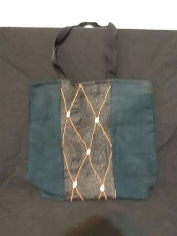 Stunning African Design Raffia and Cotton Shoulder Bag