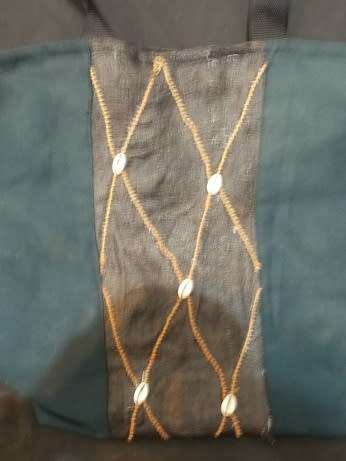 Stunning African Design Raffia and Cotton Shoulder Bag