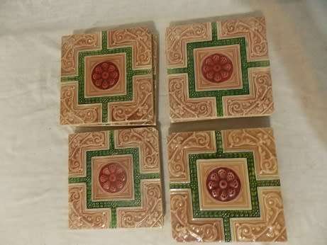 Set of Antique Eleven Beautiful Fireplace Tiles