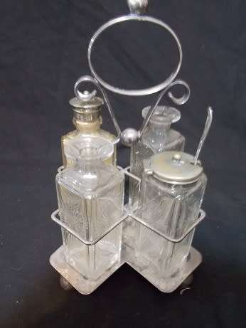 Great Crystal and Silver-Plated Condiment Set