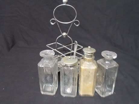 Great Crystal and Silver-Plated Condiment Set