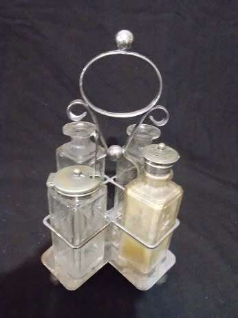 Great Crystal and Silver-Plated Condiment Set