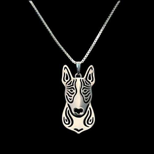 Bull Terrier necklace - Face - Silver plated