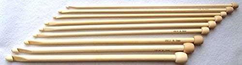 Set of 9 Bamboo Afghan Tunisian Crochet Hooks