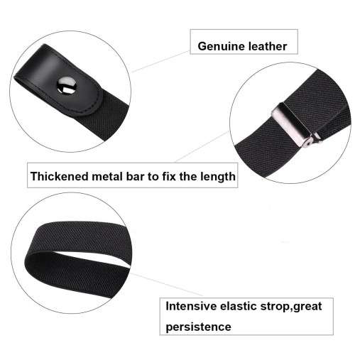 Invisible Belt No Bulge No Hassle Buckle-Free Elastic Belt For Jeans - Khaki