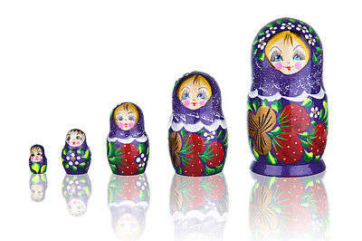 Russian nesting dolls - Berries Blue - 5 piece