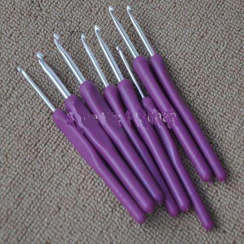 8 pce Crochet hook ABS handle - Purple