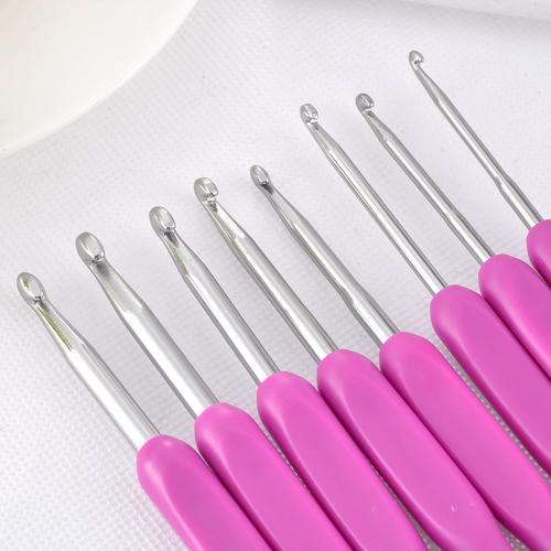 8 pce Crochet hook ABS handle - Pink