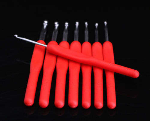 8 pce Crochet hook ABS handle - Red