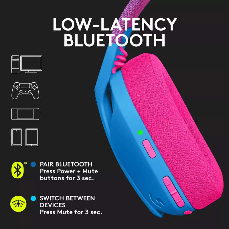 Logitech G435 Wireless Dolby Atmos Over-the-Ear Gaming Headset - Blue/Pink