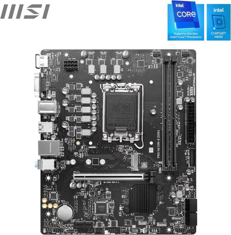 MSI PRO H610M E DDR4 Intel 1700 mATX Motherboard MSI LGA1700 H610M E PRO DDR4 Motherboard