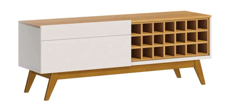 GEORGE MASON - CLASSIC TV STAND WINE CABINET 1.4M - OFF WHITE/BROWN