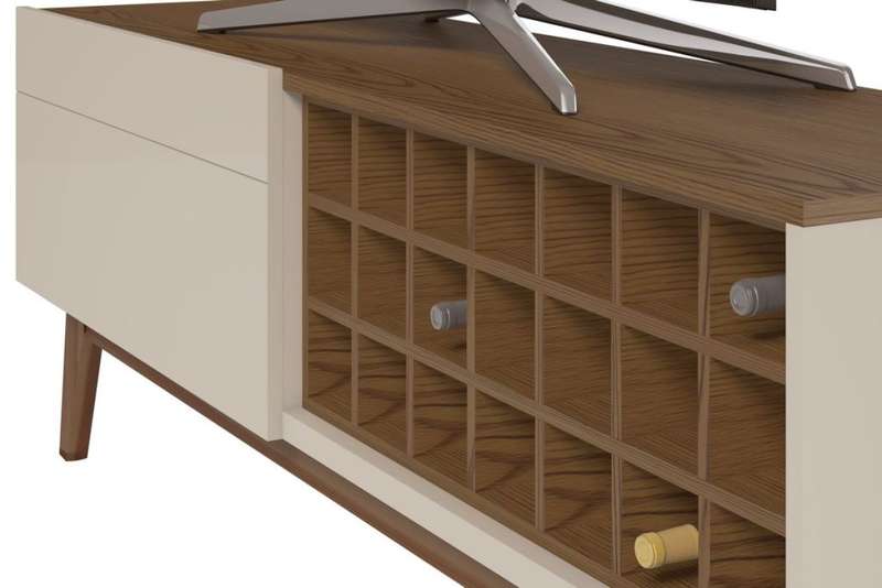 GEORGE MASON - CLASSIC TV STAND WINE CABINET 1.4M - OFF WHITE/BROWN