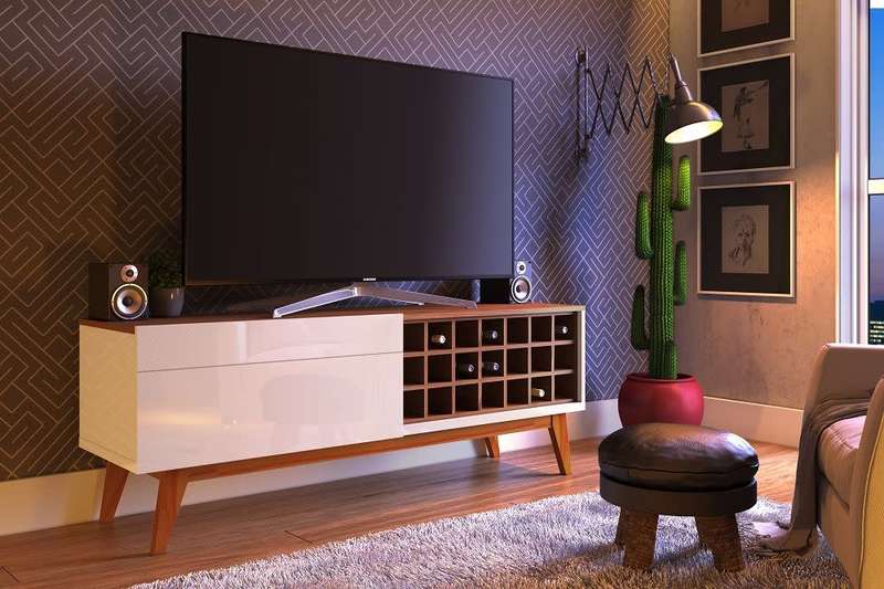 GEORGE MASON - CLASSIC TV STAND WINE CABINET 1.4M - OFF WHITE/BROWN
