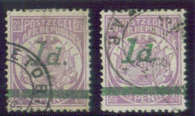SACC 220 and 220a 1d Surcharges Both Dots - Very Fine Used