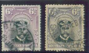 SACC 7 - Southern Rhod 6d Definitive of 1924 - SHADES - Very Fine Used