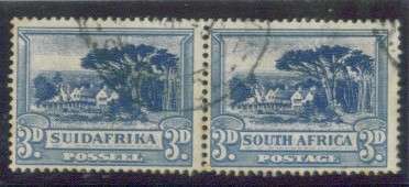 SACC 46c - Oct 1933 - Pta roto Wmk Inverted - Horizontal Pair 3d Blue  - Very Fine Used