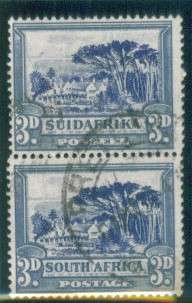 SACC 46c - Sep 1937 - Pta Roto Wmk Inverted - Vertical Pair 3d Blue -Light Sky - Very Fine Used