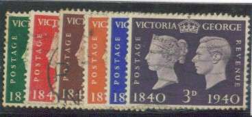 SG 479-484 - 1940 KGVI Penny Black Centenary - Fine Used