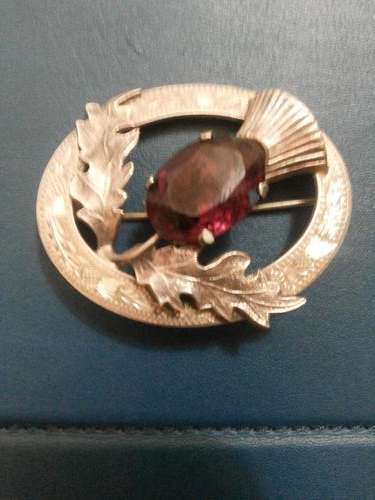 Silver Brooch with Purple Stone as per scan