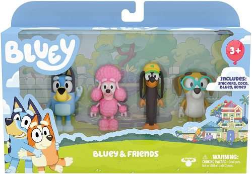 Bluey and Friends 4 Pack of 6.5 - 7cm Poseable Figures