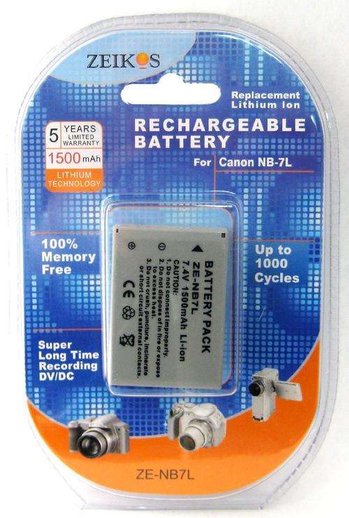 Zeikos ZE-NB7L Rechargeable Lithium Battery for Canon NB7L