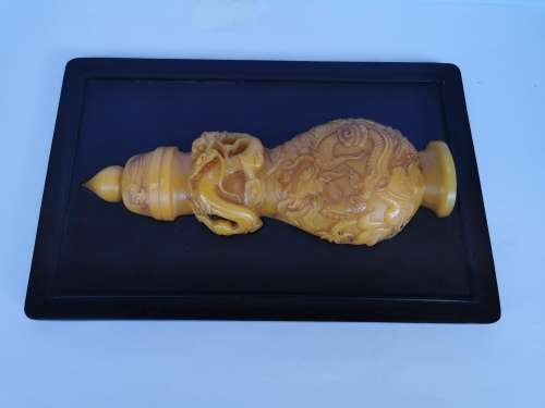 China Old Tibetan sandalwood inlaid jade bottle screen insert