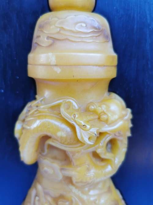 China Old Tibetan sandalwood inlaid jade bottle screen insert