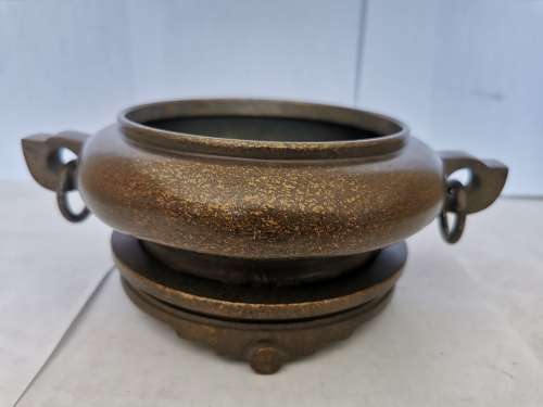 Chinese antique Large size copper censer with base