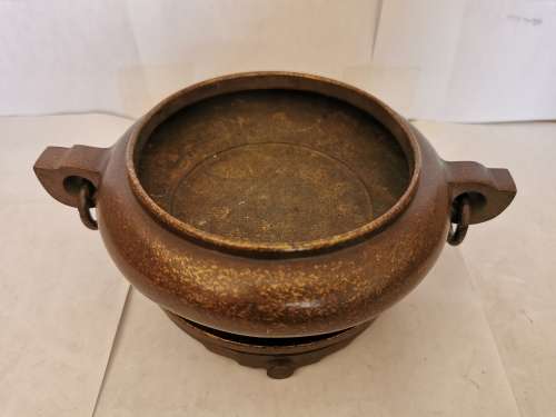 Chinese antique Large size copper censer with base