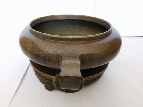 Chinese antique Large size copper censer with base