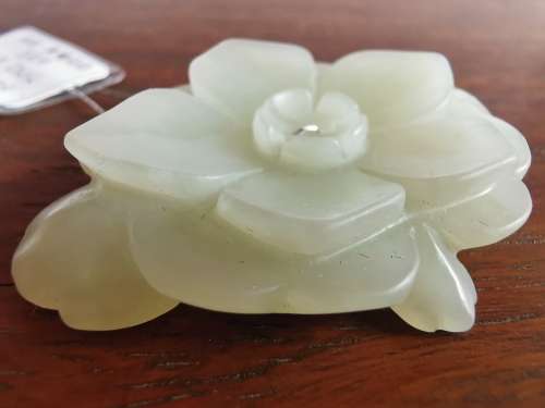 He Tian White Jade three layer craft Ornament of Flower Piece by China Qing Dynasty