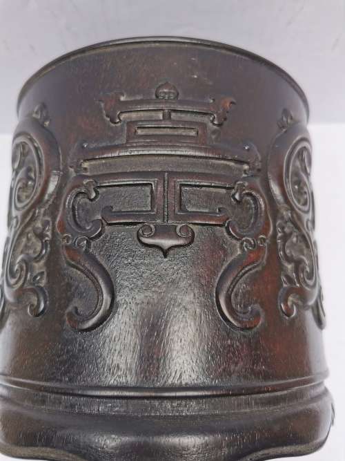 Chinese antique Yellow pear wood calligraphy brush holder