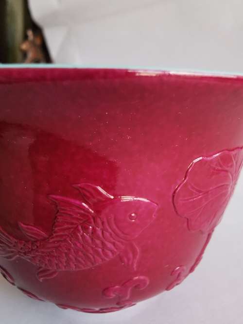 Carmine turquoise green glaze cup by China MinGuo
