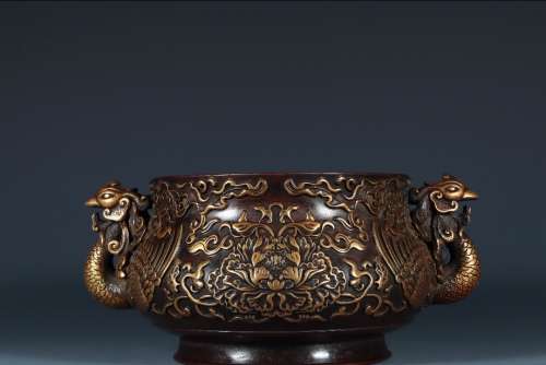Chinese antique  19th century Qing Dynasty copper censer